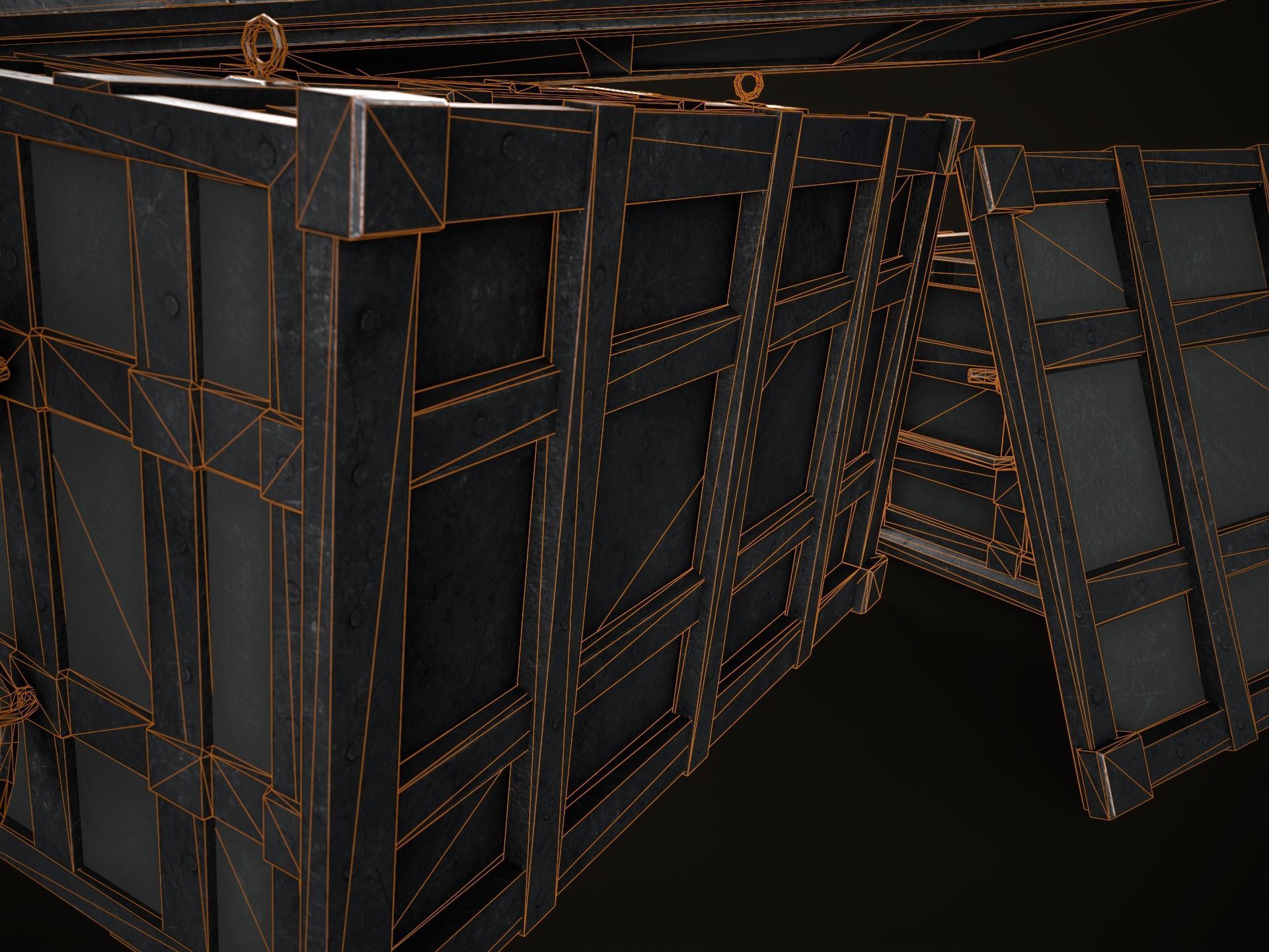 Game Ready Metal Crate with Lid Low-poly 3D model_18