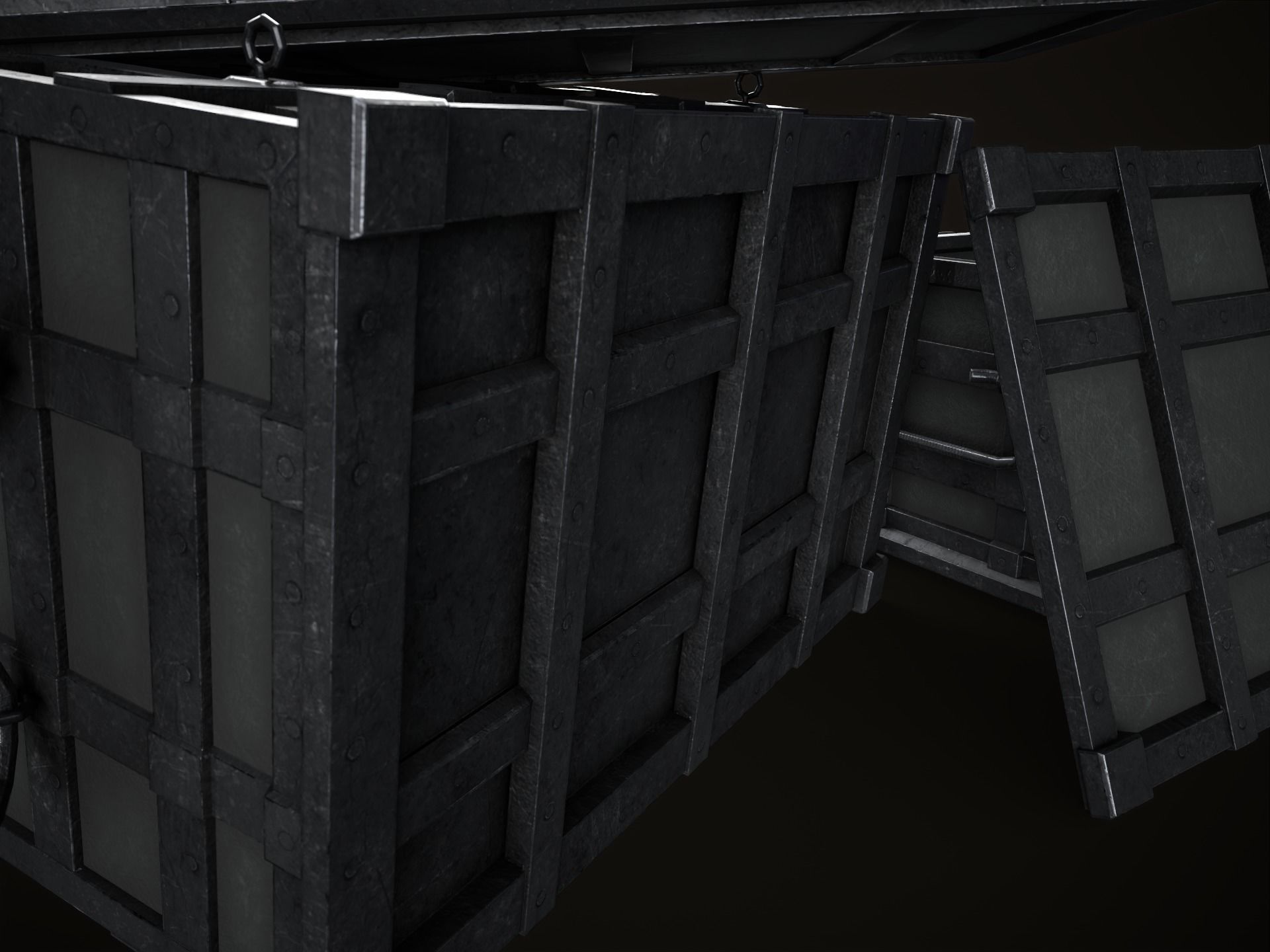 Game Ready Metal Crate with Lid Low-poly 3D model_17