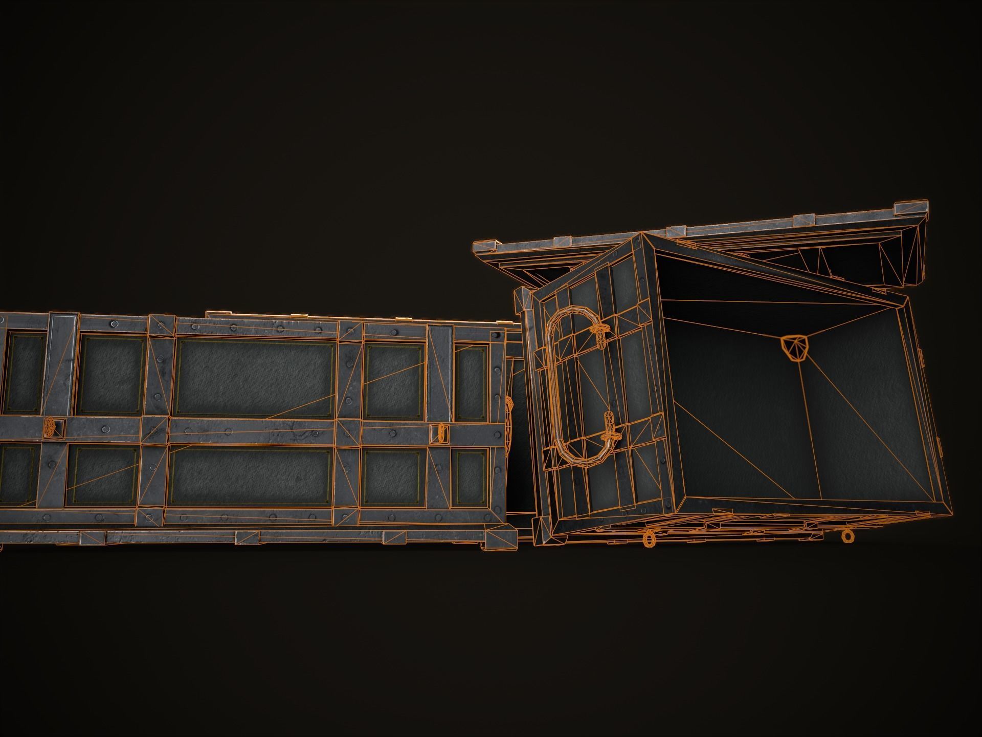 Game Ready Metal Crate with Lid Low-poly 3D model_24