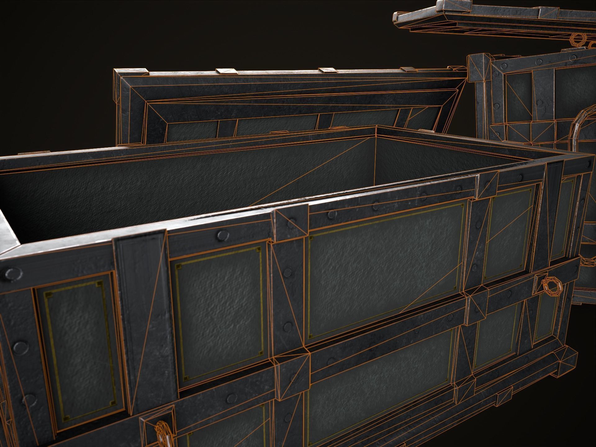 Game Ready Metal Crate with Lid Low-poly 3D model_20
