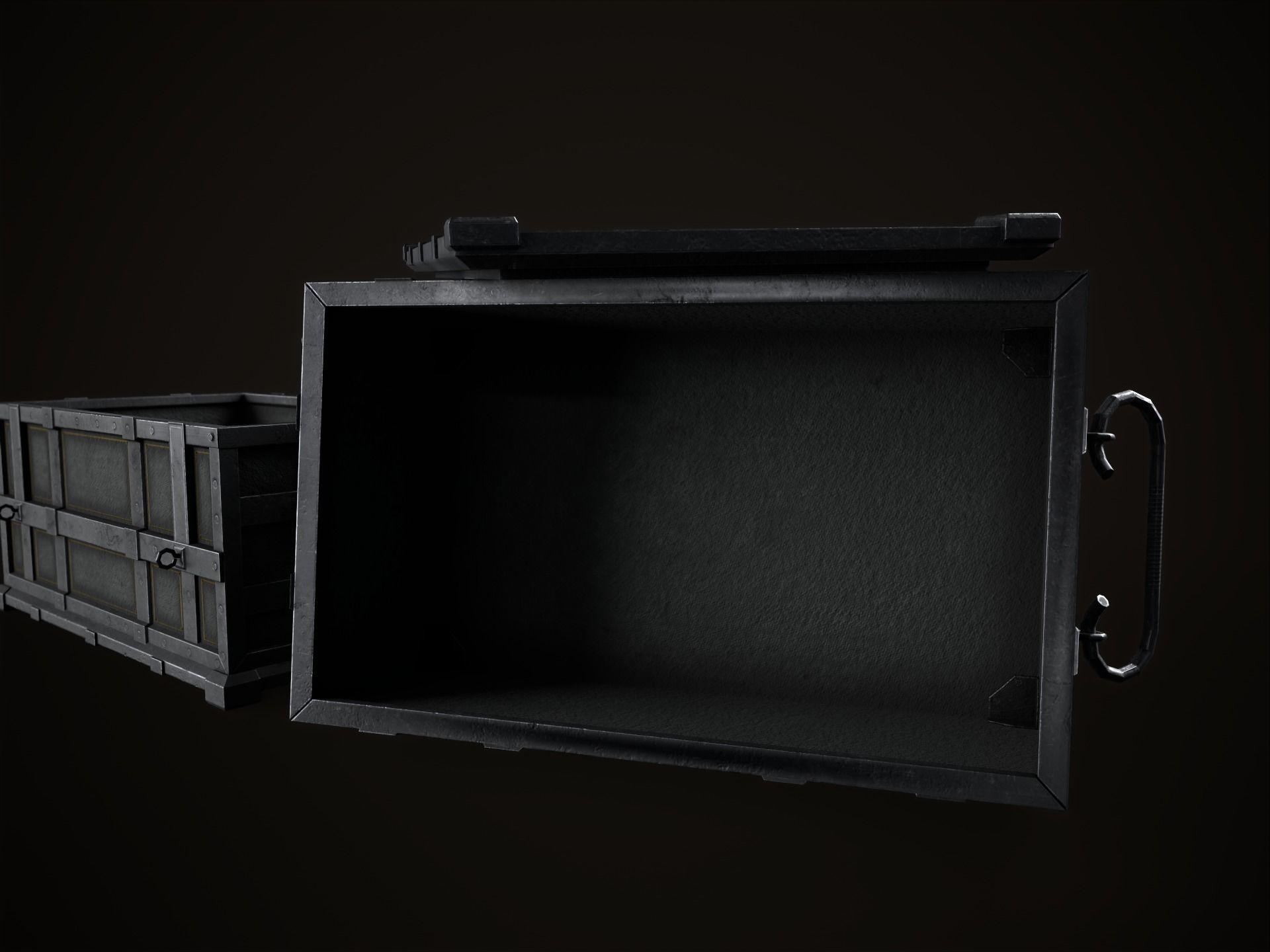 Game Ready Metal Crate with Lid Low-poly 3D model_7