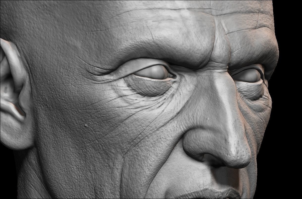 High detailed old guy face with UV and low poly Low-poly 3D model_5