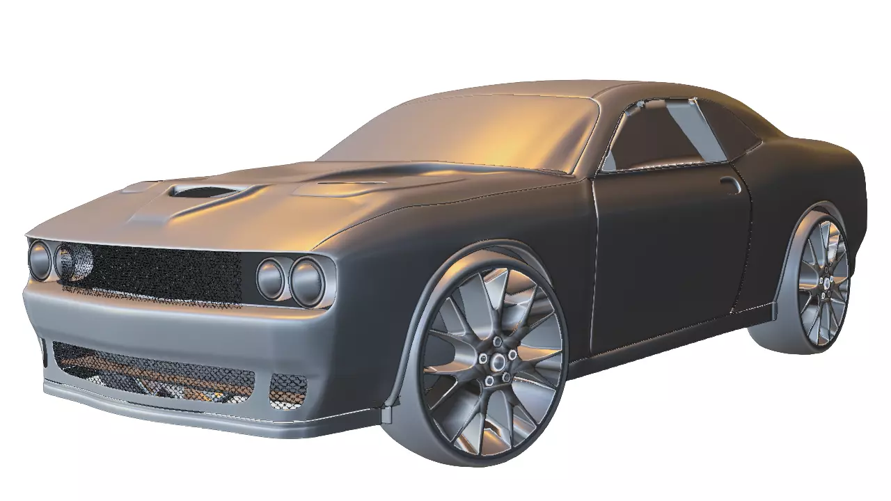 Classic American Muscle Car Low-poly 3D model
