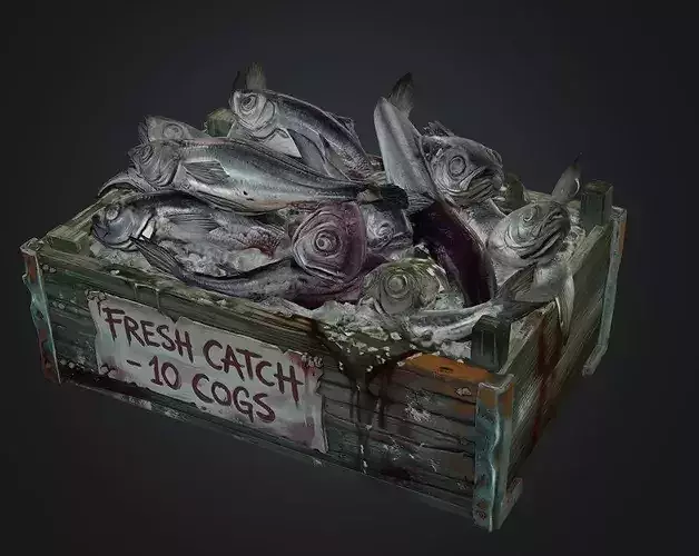 Fish Box - Fresh Fish in Old Wooden Crate