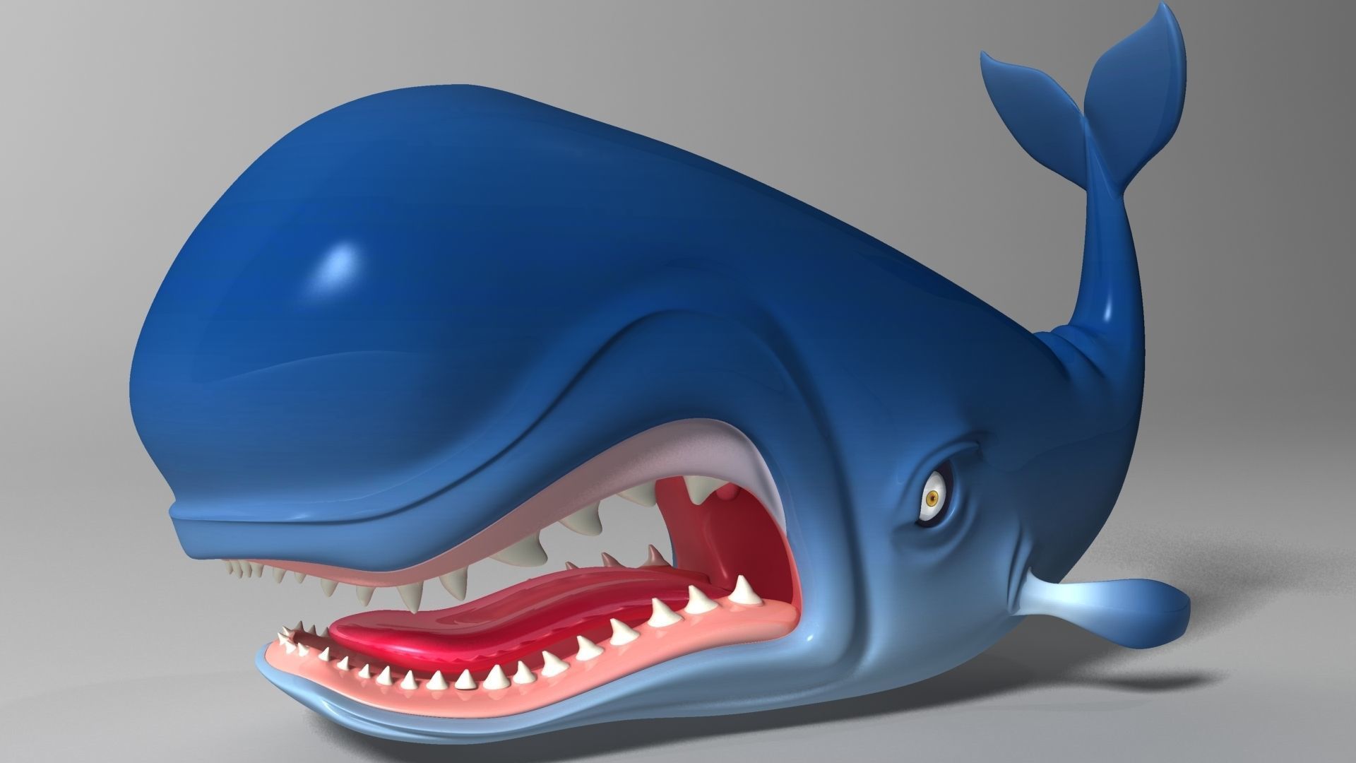 Monstro Cartoon Whale Rigged Low-poly 3D model_2