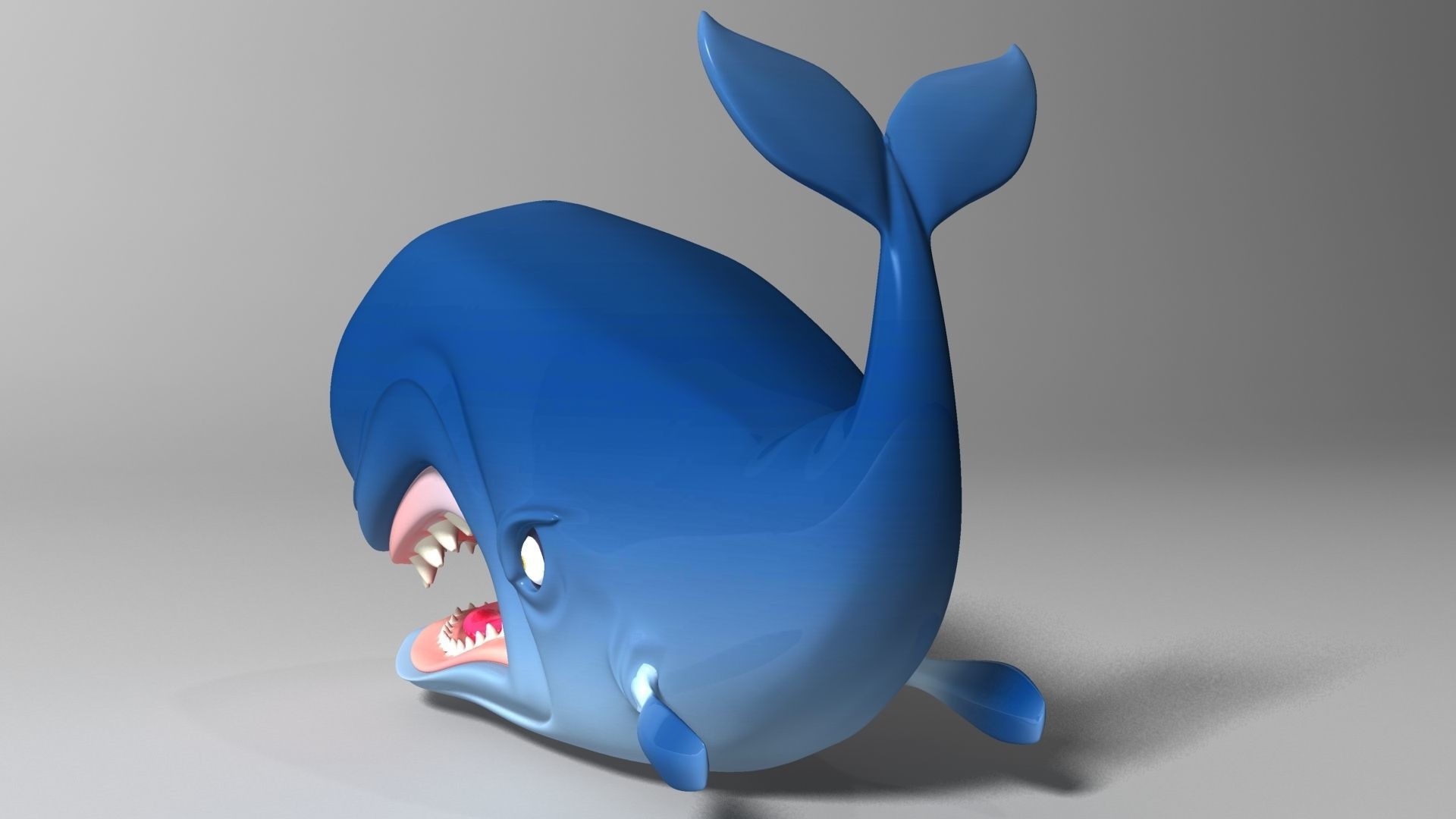 Monstro Cartoon Whale Rigged Low-poly 3D model_4