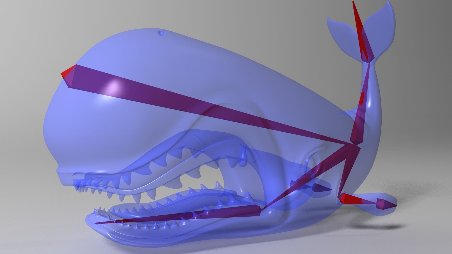 Monstro Cartoon Whale Rigged Low-poly 3D model_8