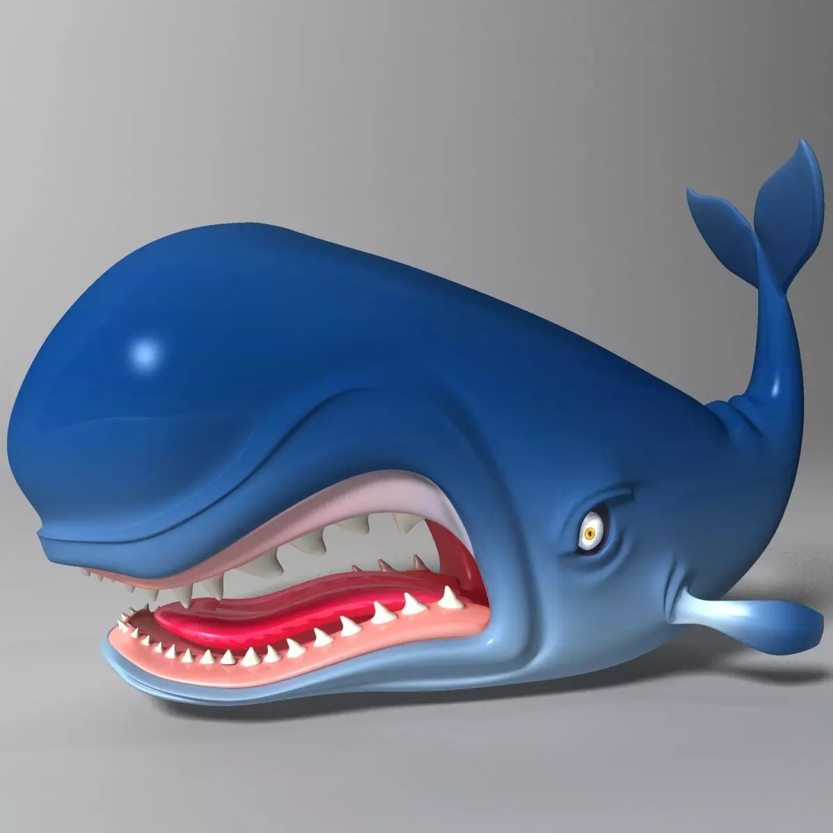 Monstro Cartoon Whale Rigged Low-poly 3D model_0