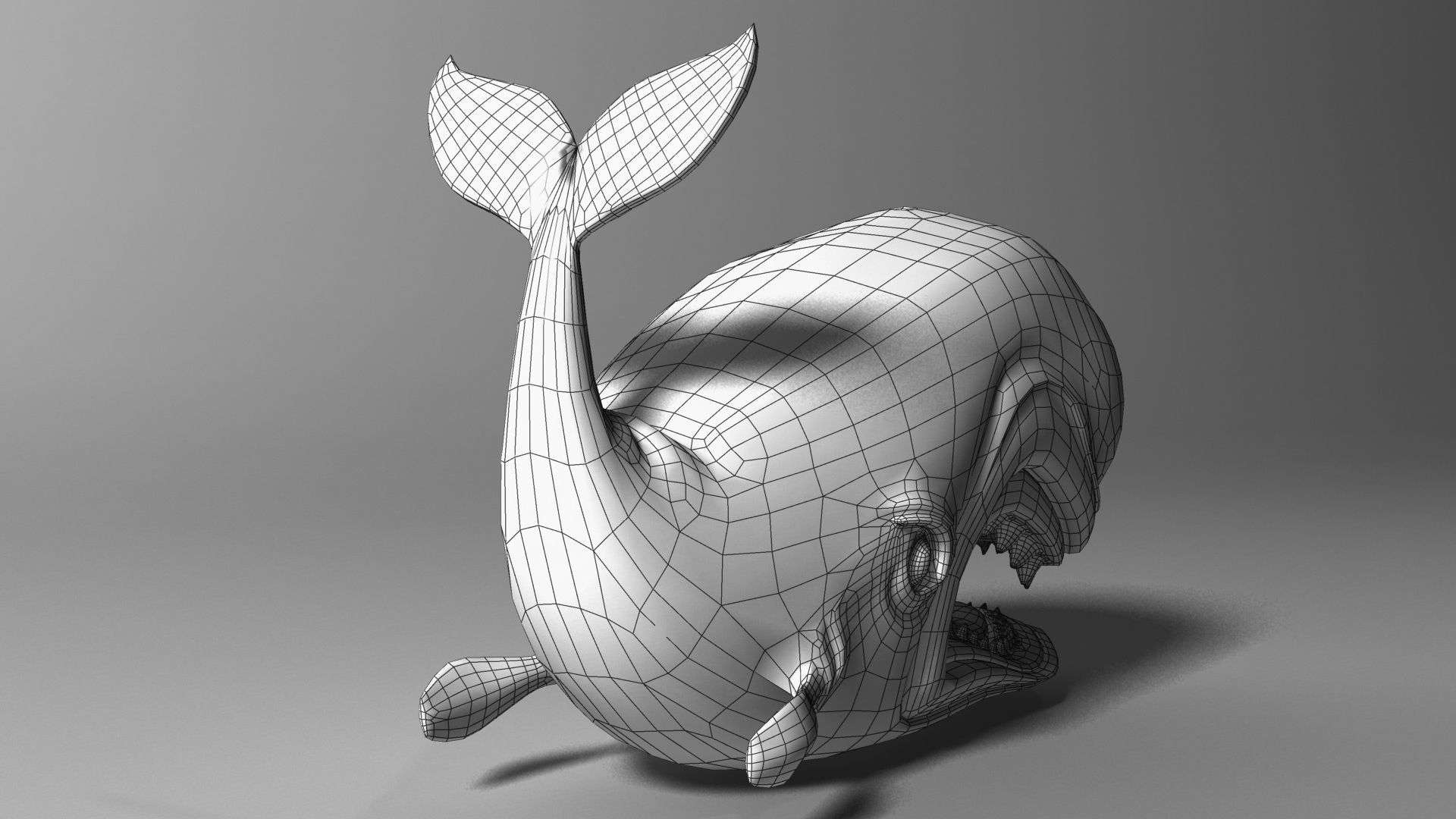 Monstro Cartoon Whale Rigged Low-poly 3D model_7