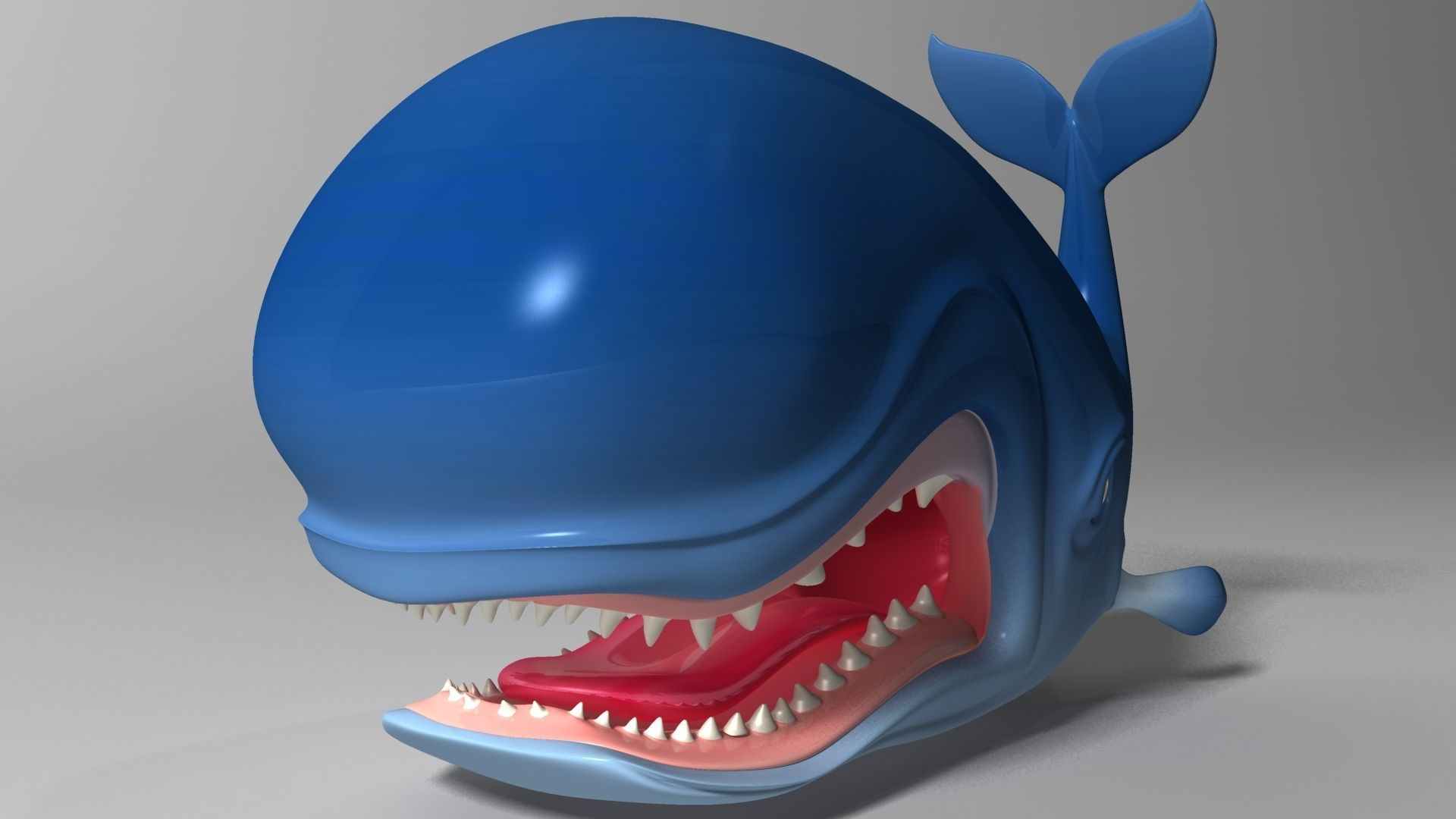 Monstro Cartoon Whale Rigged Low-poly 3D model_3