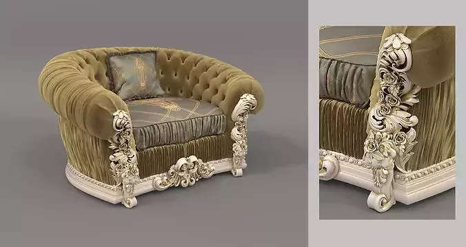 Royal Classic Living Room Set 2 3D model 4