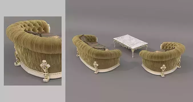 Royal Classic Living Room Set 2 3D model 3