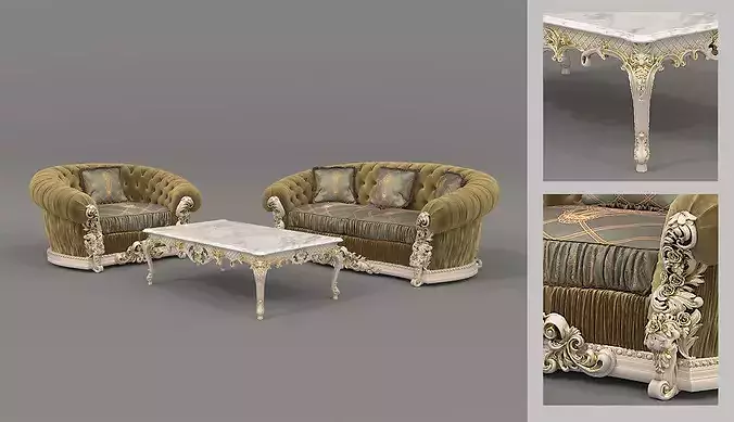 Royal Classic Living Room Set 2 3D model