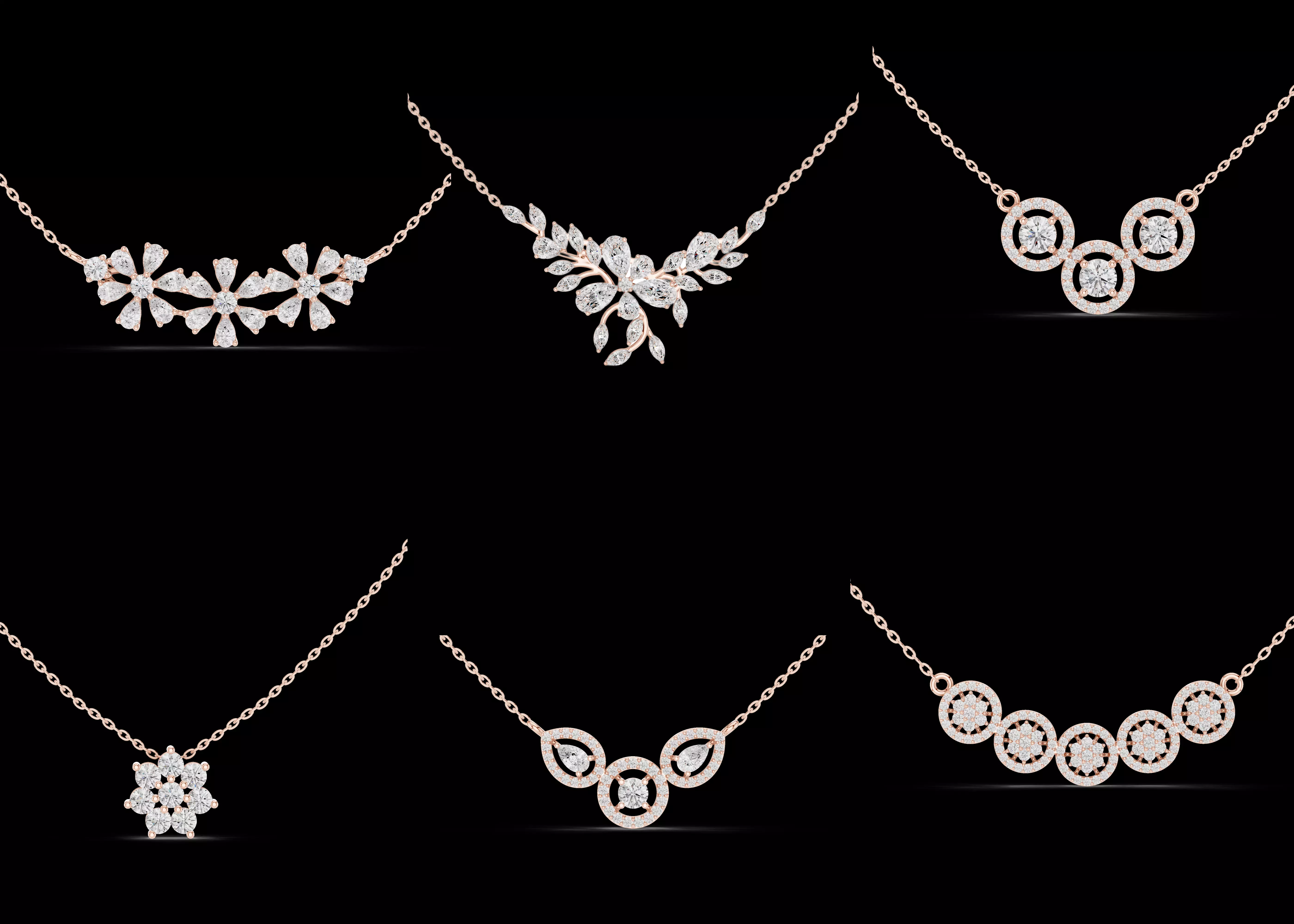 6 Luxury Diamond Necklace Pendant Combo Pack STL 3DM CAD 3D print model