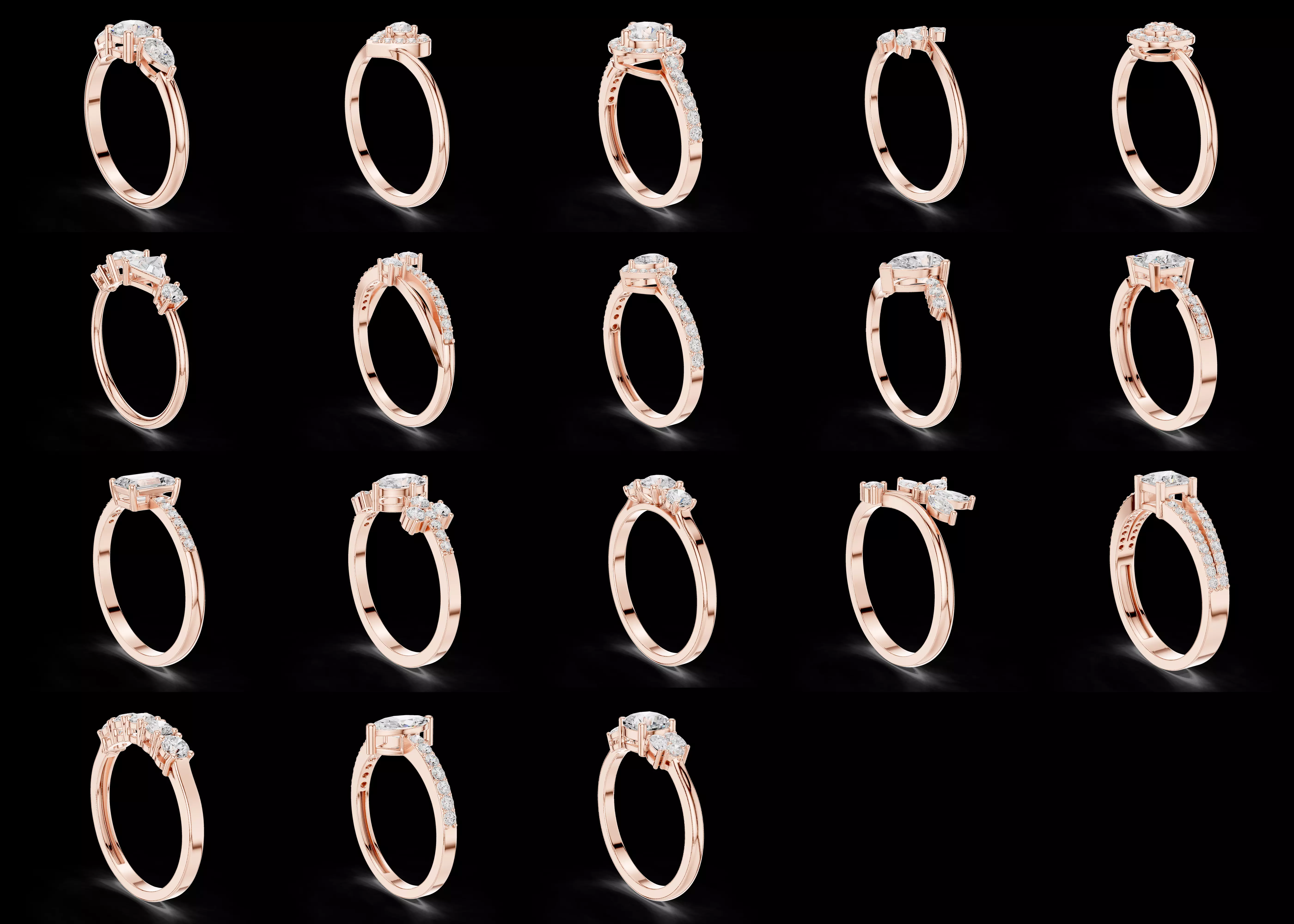 18 Elegant Solitaire Ring Combo Pack STL 3DM Jewelry CAD 3D print model