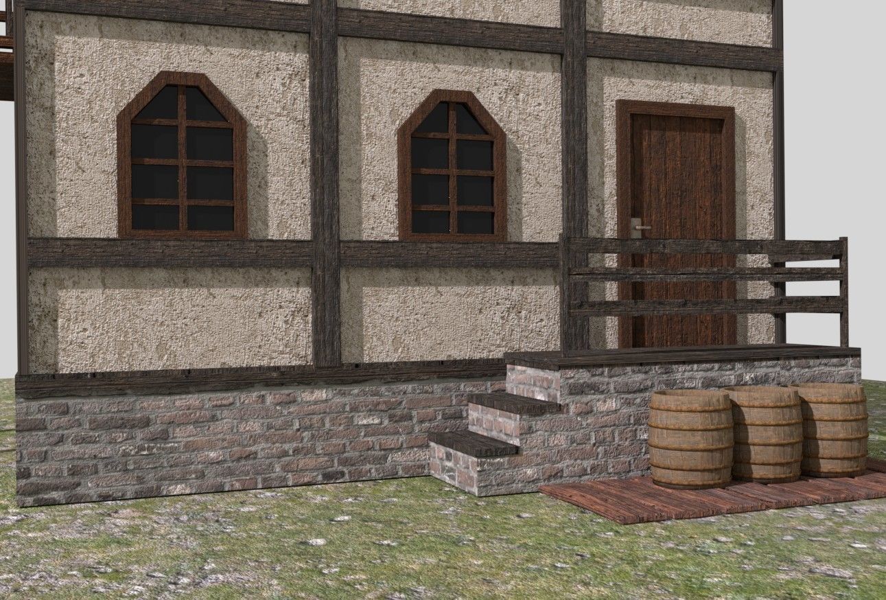 Medieval House Low Poly Low-poly 3D model_7