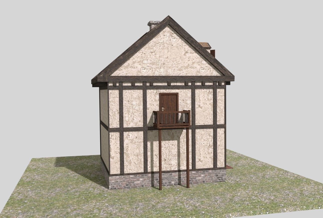 Medieval House Low Poly Low-poly 3D model_3