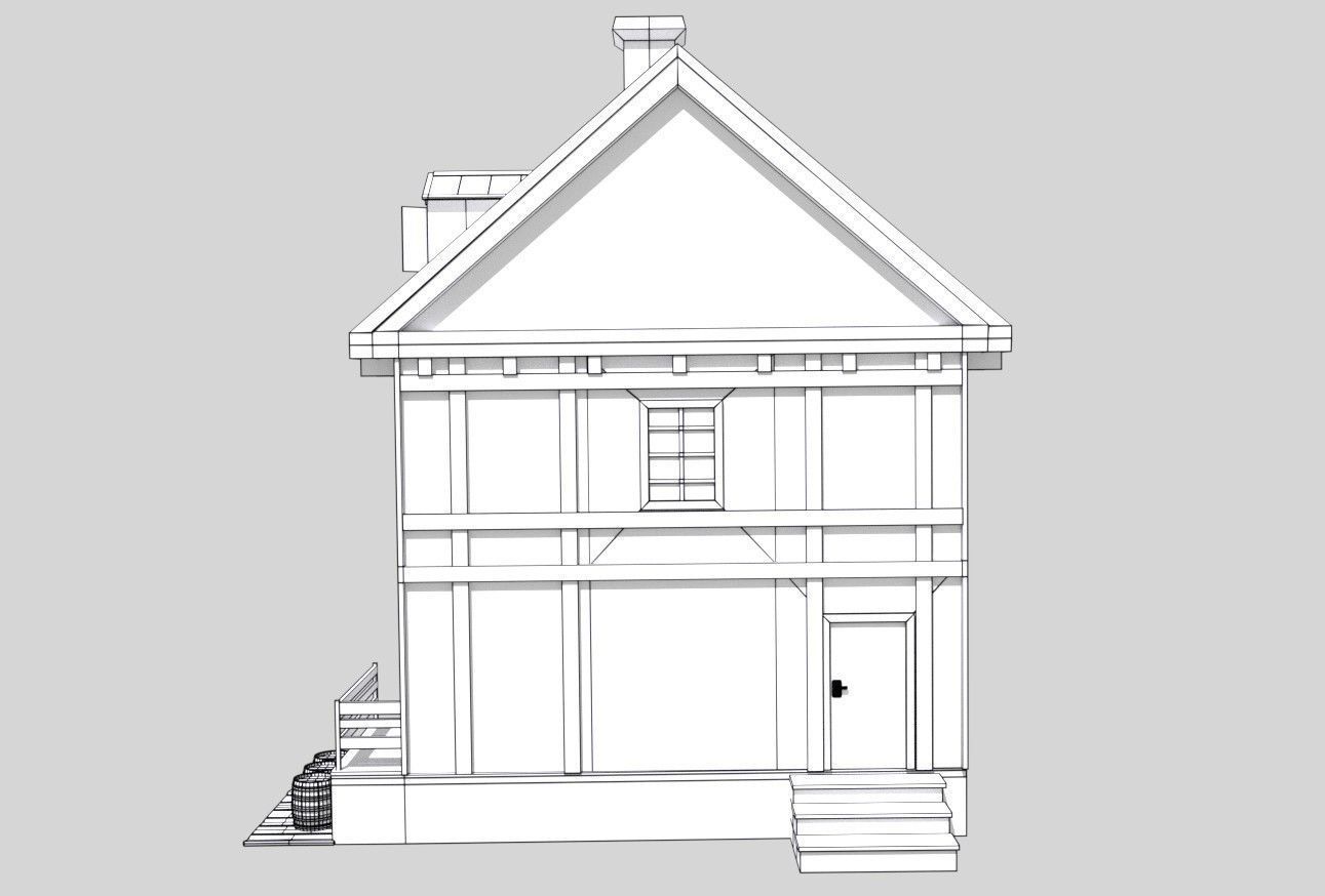 Medieval House Low Poly Low-poly 3D model_11