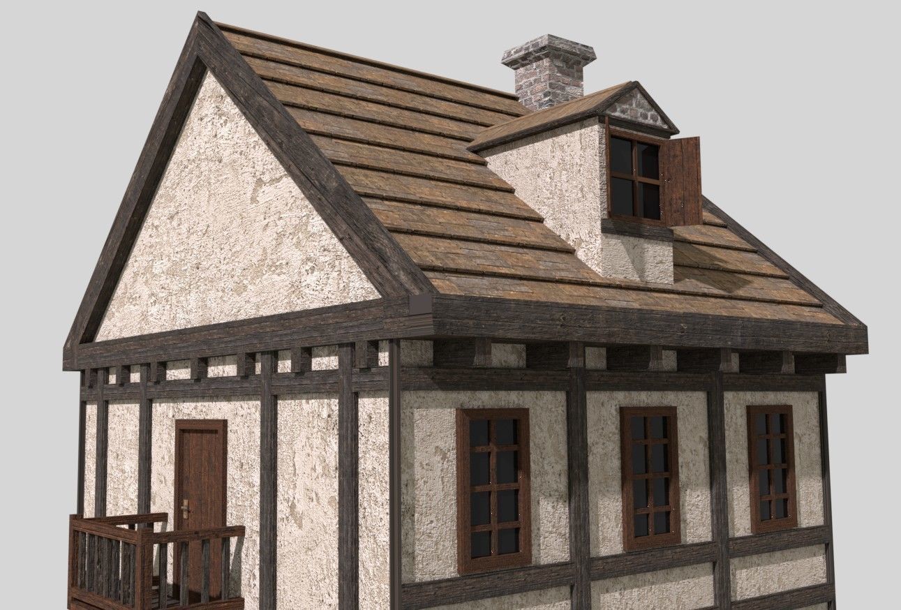 Medieval House Low Poly Low-poly 3D model_6