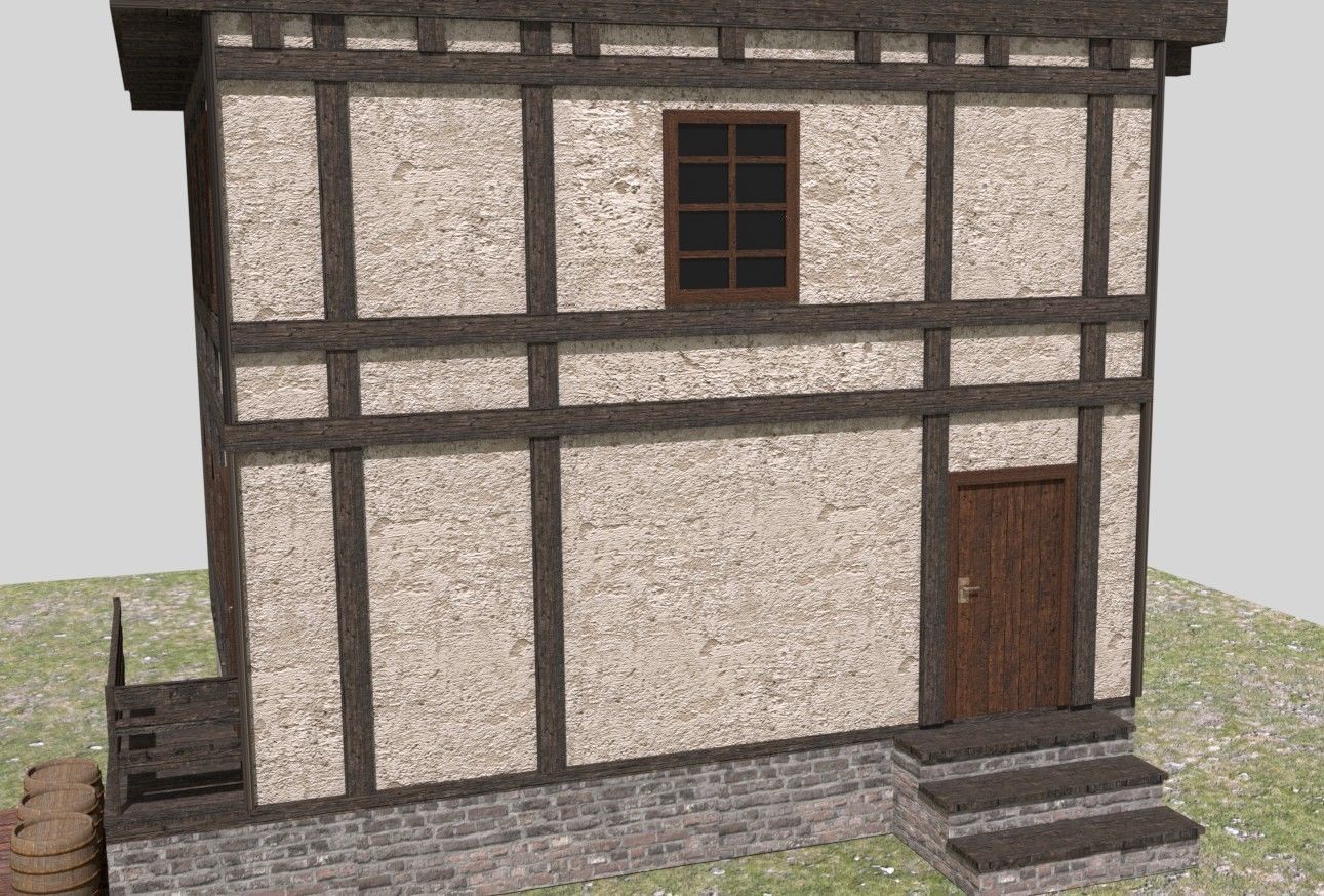Medieval House Low Poly Low-poly 3D model_8