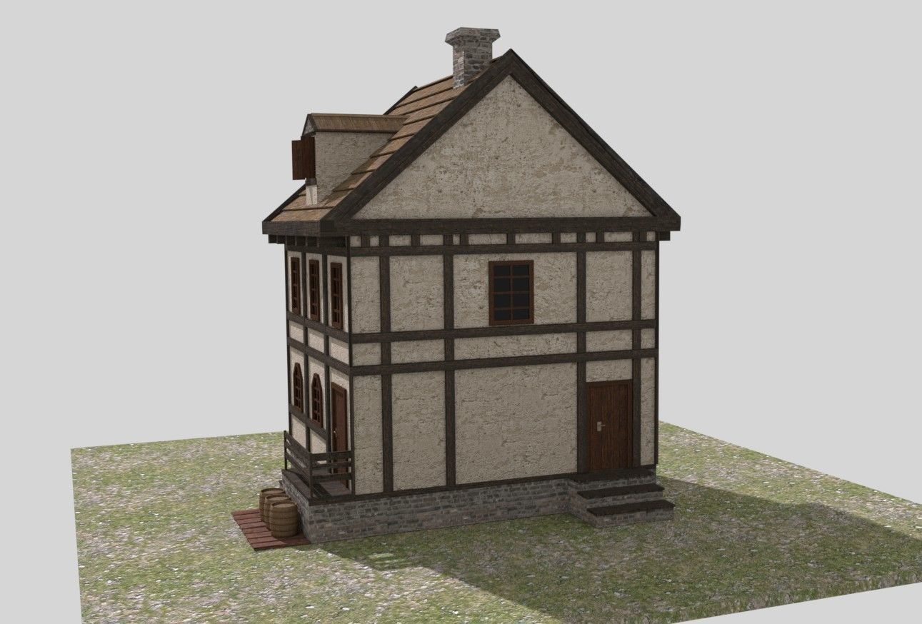 Medieval House Low Poly Low-poly 3D model_2