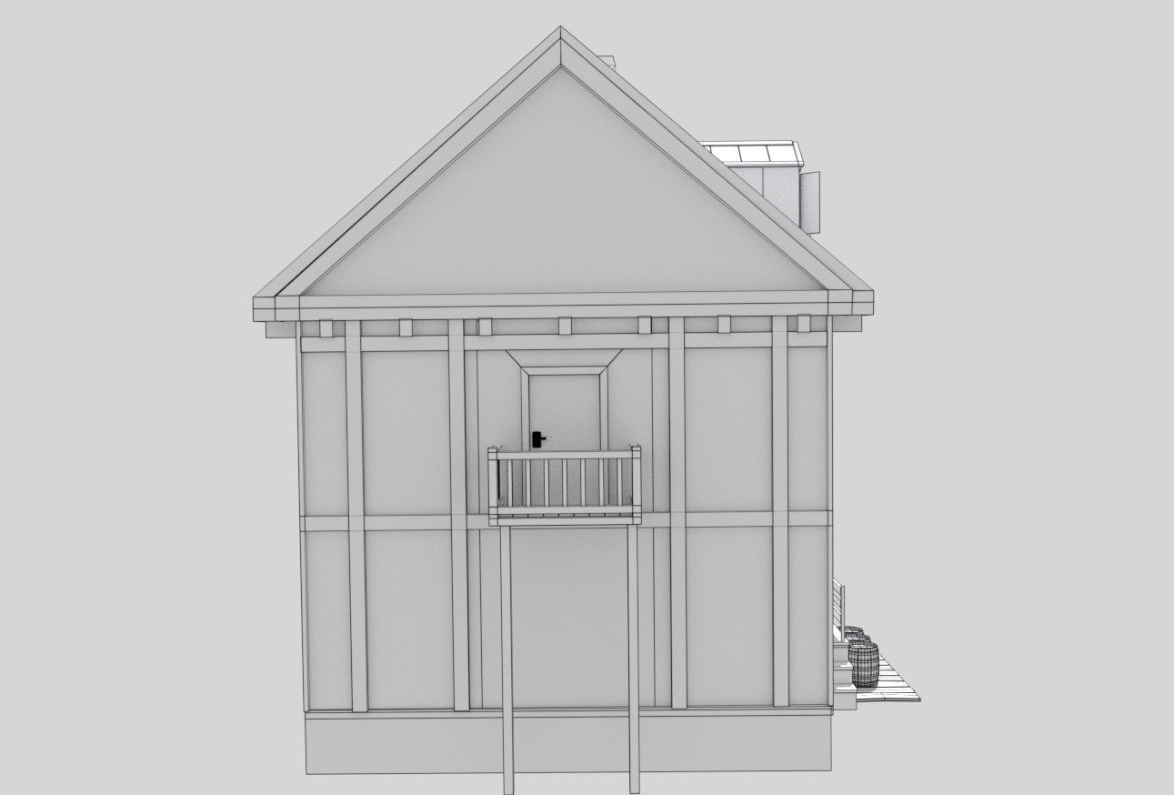 Medieval House Low Poly Low-poly 3D model_10