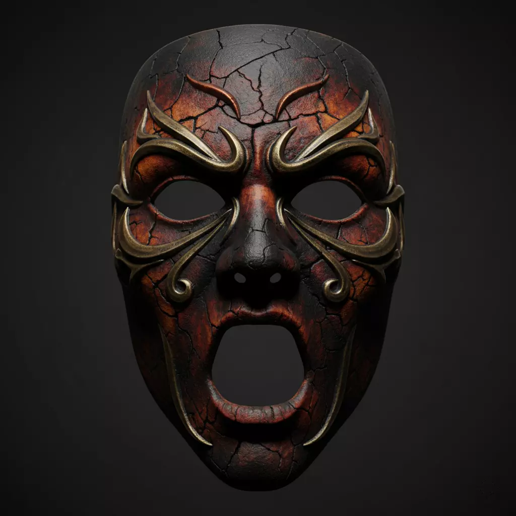 Fire Curse Wearable Cosplay Mask Printable STL File 3D print model