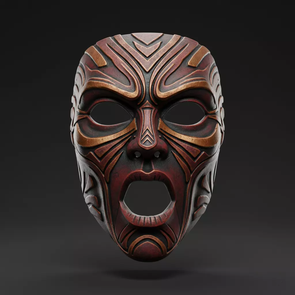 Tribal Demon Wearable Face Mask Detailed STL Design 3D print model