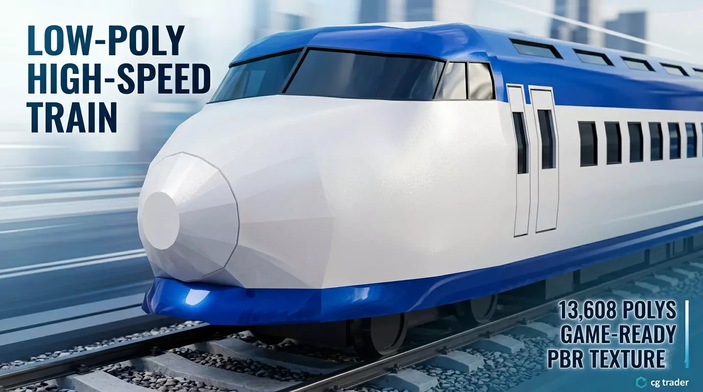 Low Poly Train Game Ready Vehicle FBX OBJ STL PRINT Low-poly 3D model