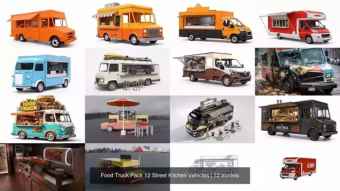 Food Truck Pack 12 Street Kitchen Vehicles