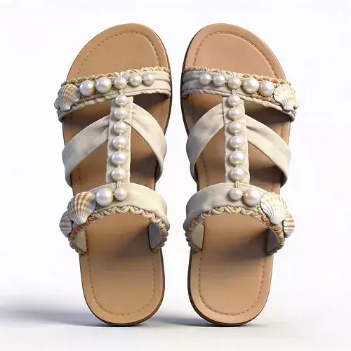 Stylized 3D Tropical Pattern Summer Sandals