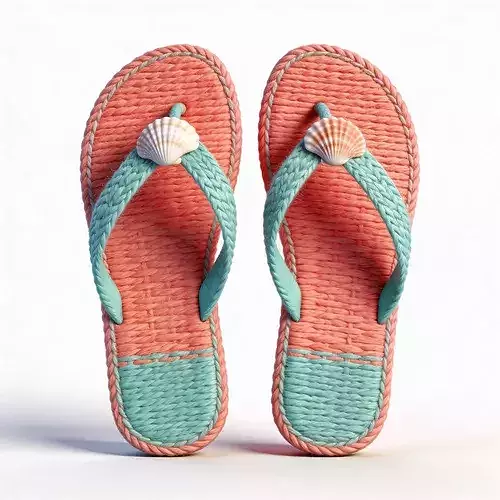 Stylized 3D Cozy Fleece Summer Flip-Flops