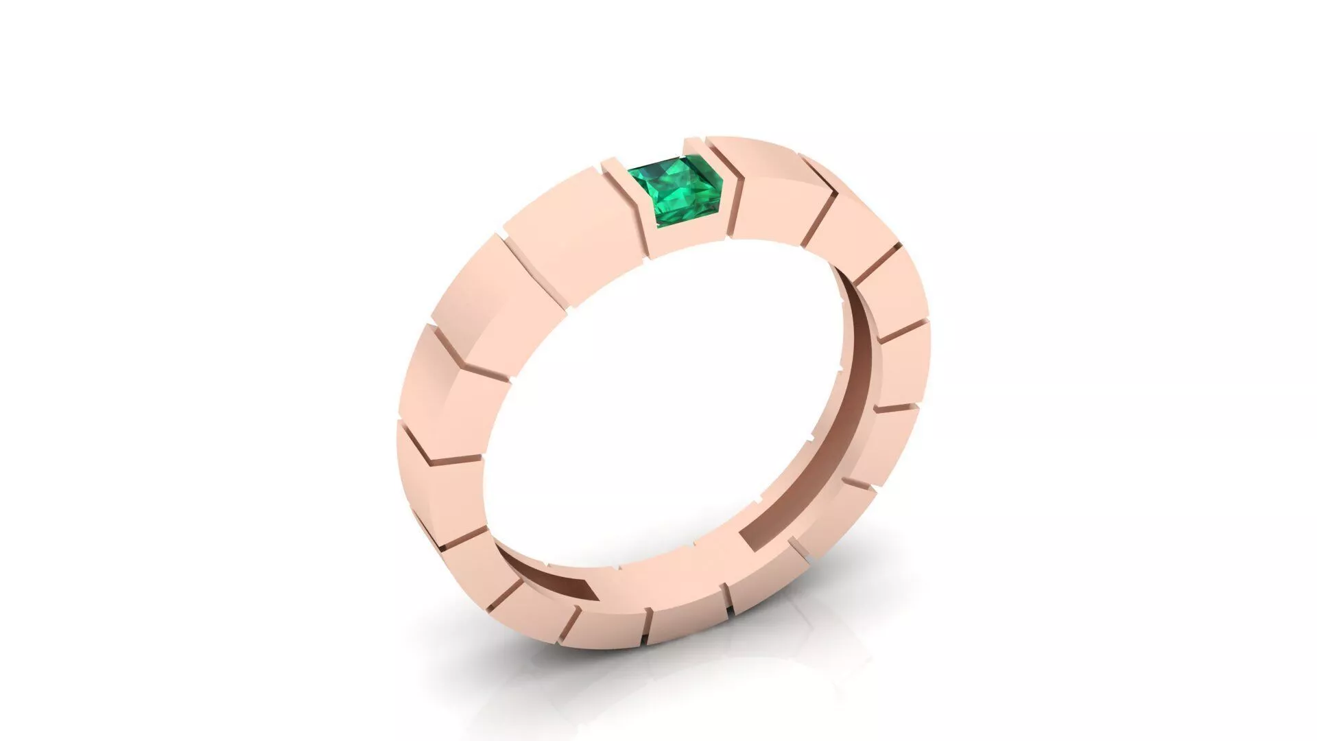prince cut emerald men engagement jewelry ring 3D print model