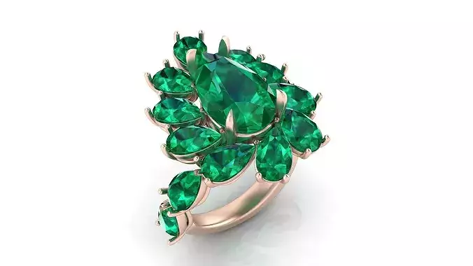 full pear emerald high jewelry ring