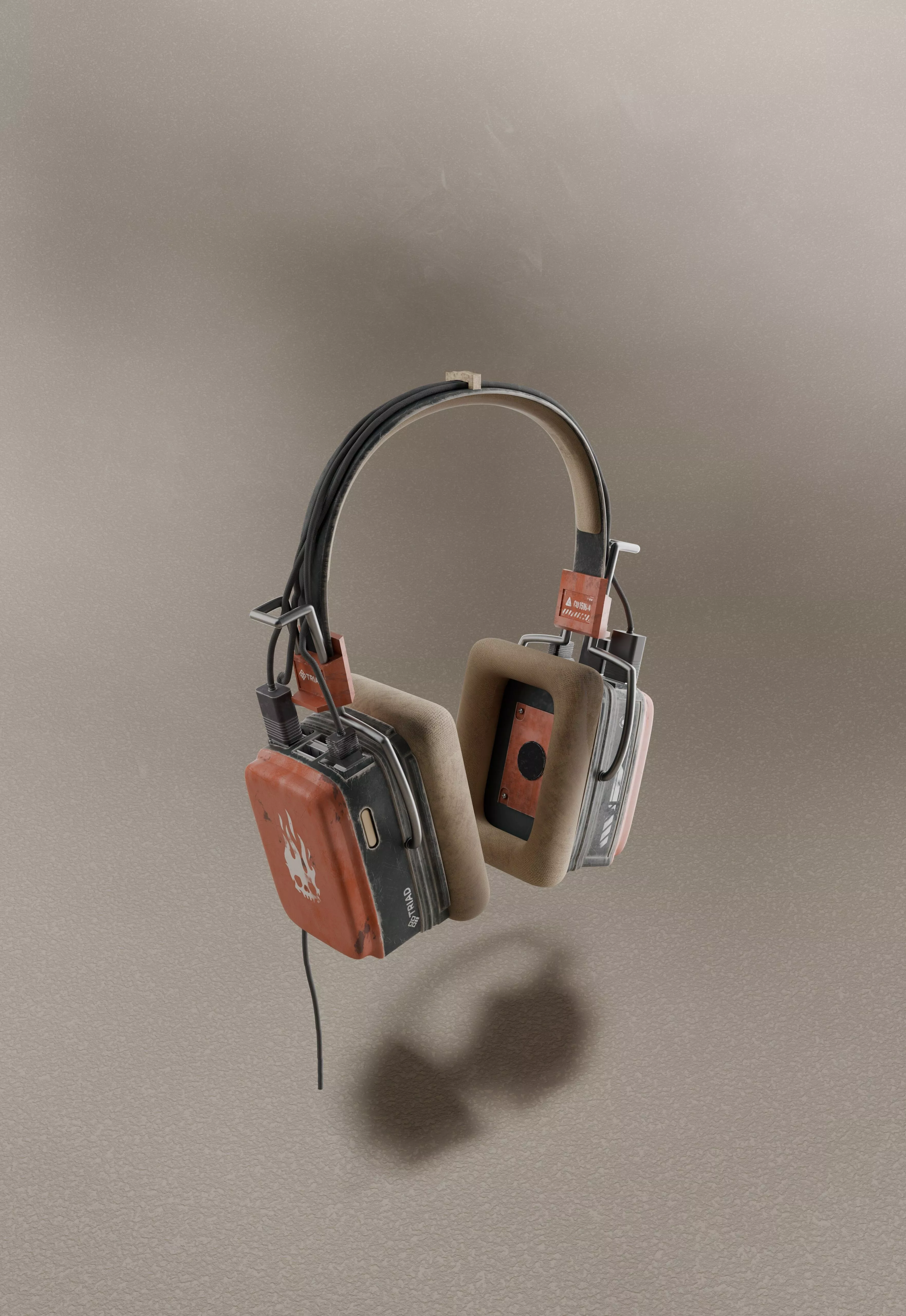Stylized Retro Wired Headphones High Poly 3D Model Free 3D model