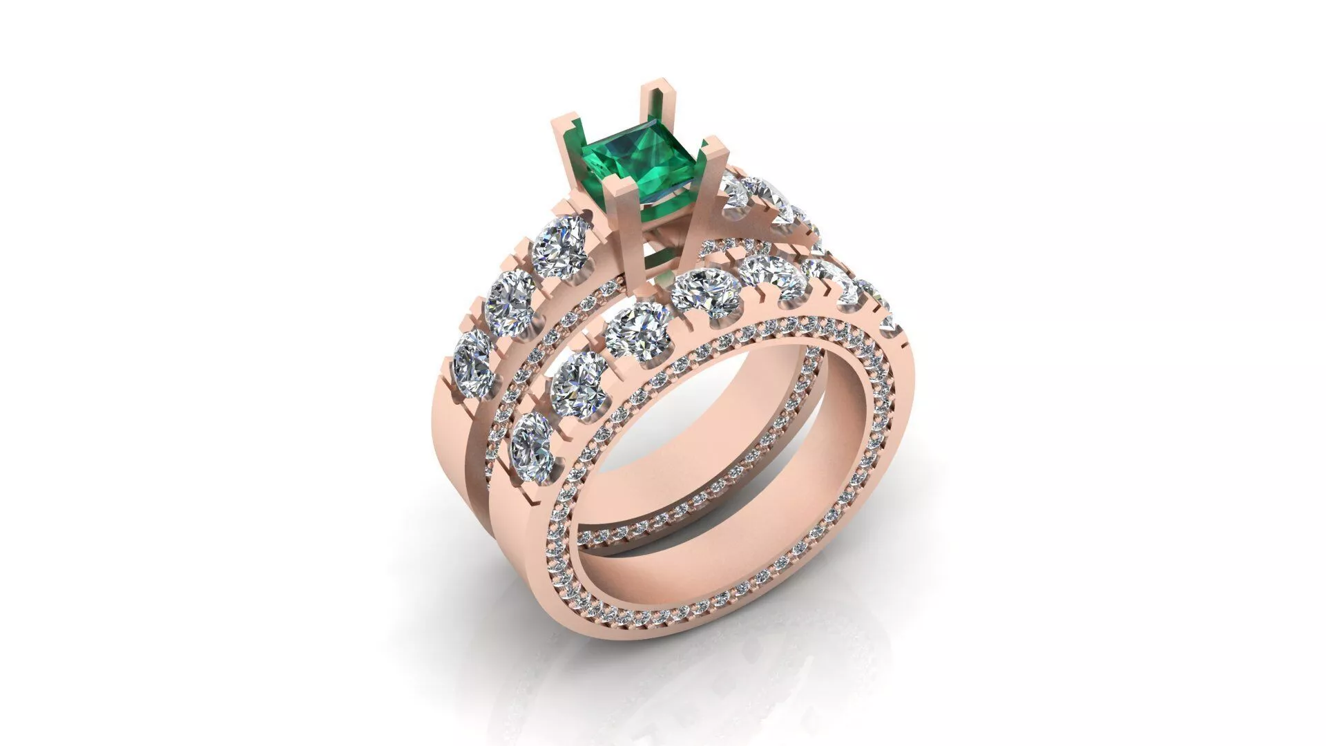 prince cut emerald solitaire engagement jewelry ring 3D print model