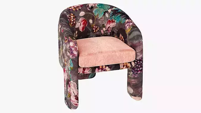 Anthropologie Effie Lena Velvet Tripod Chair 3D model 4