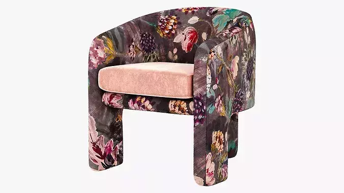 Anthropologie Effie Lena Velvet Tripod Chair 3D model 5