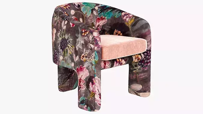 Anthropologie Effie Lena Velvet Tripod Chair 3D model 3