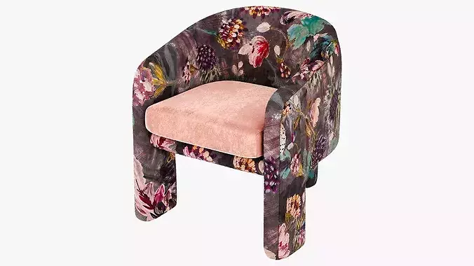 Anthropologie Effie Lena Velvet Tripod Chair 3D model 6