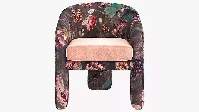 Anthropologie Effie Lena Velvet Tripod Chair 3D model 2
