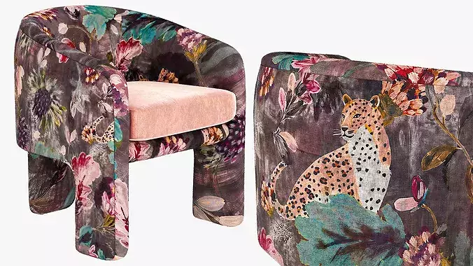 Anthropologie Effie Lena Velvet Tripod Chair 3D model