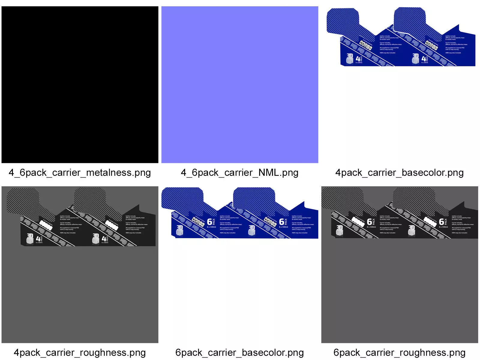 4 Pack and 6 Pack 330ml Beer Carriers 3D model_19