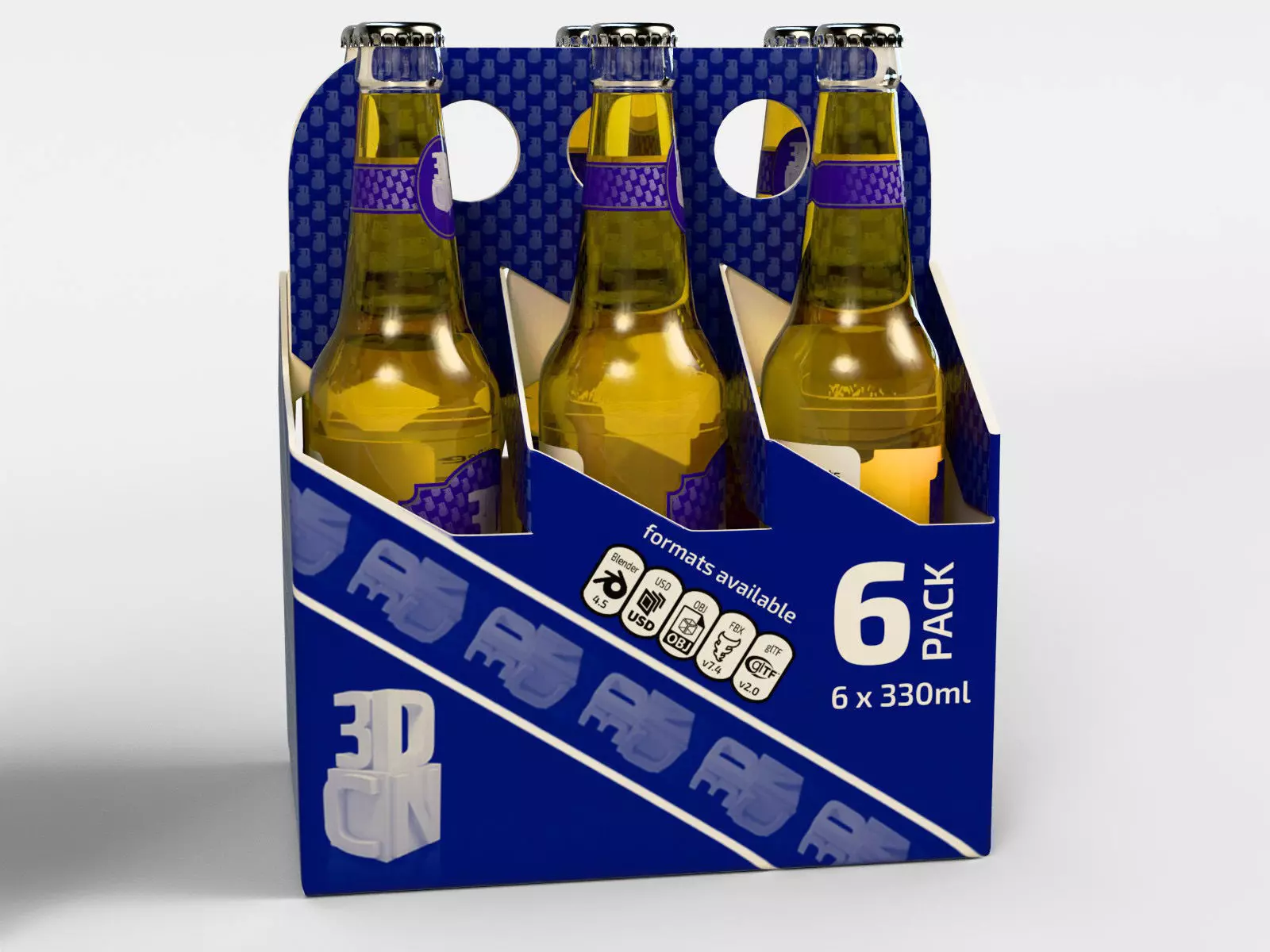 4 Pack and 6 Pack 330ml Beer Carriers 3D model_4