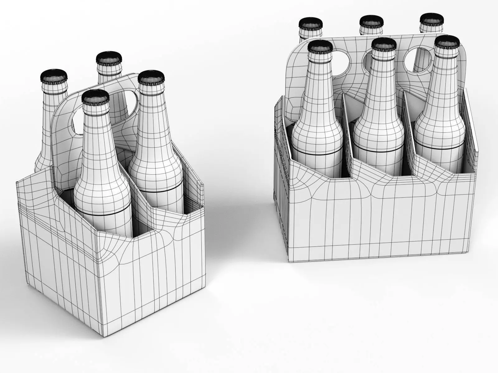4 Pack and 6 Pack 330ml Beer Carriers 3D model_1