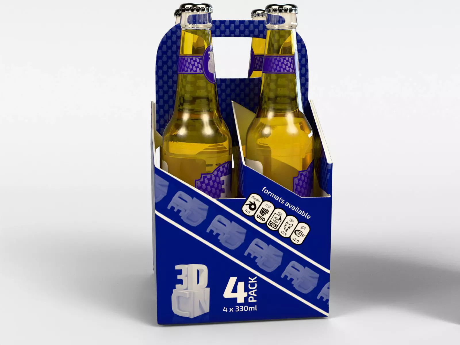 4 Pack and 6 Pack 330ml Beer Carriers 3D model_6