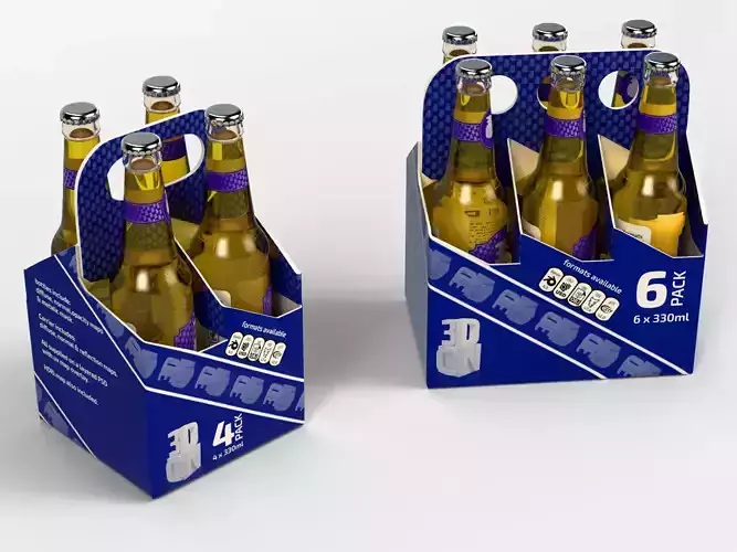 4 Pack and 6 Pack 330ml Beer Carriers  3D model