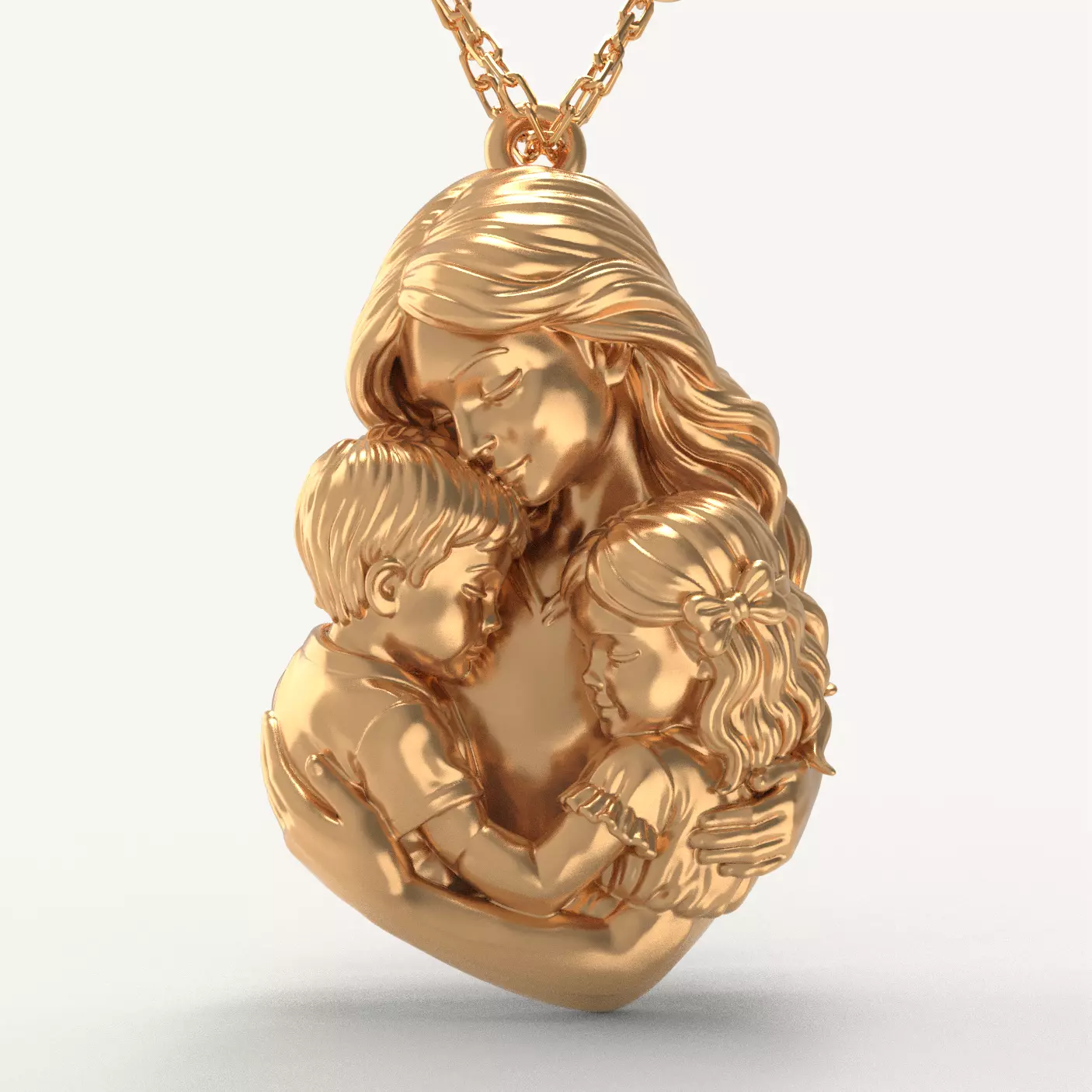 mother embracing her daughter 3D print model