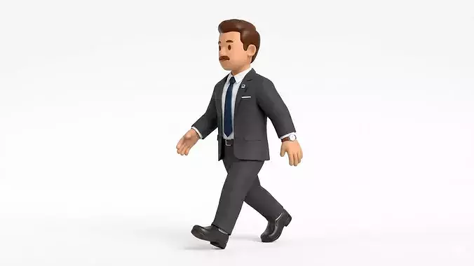 Stylized Cartoon Business Man Character - Rigged and Animated