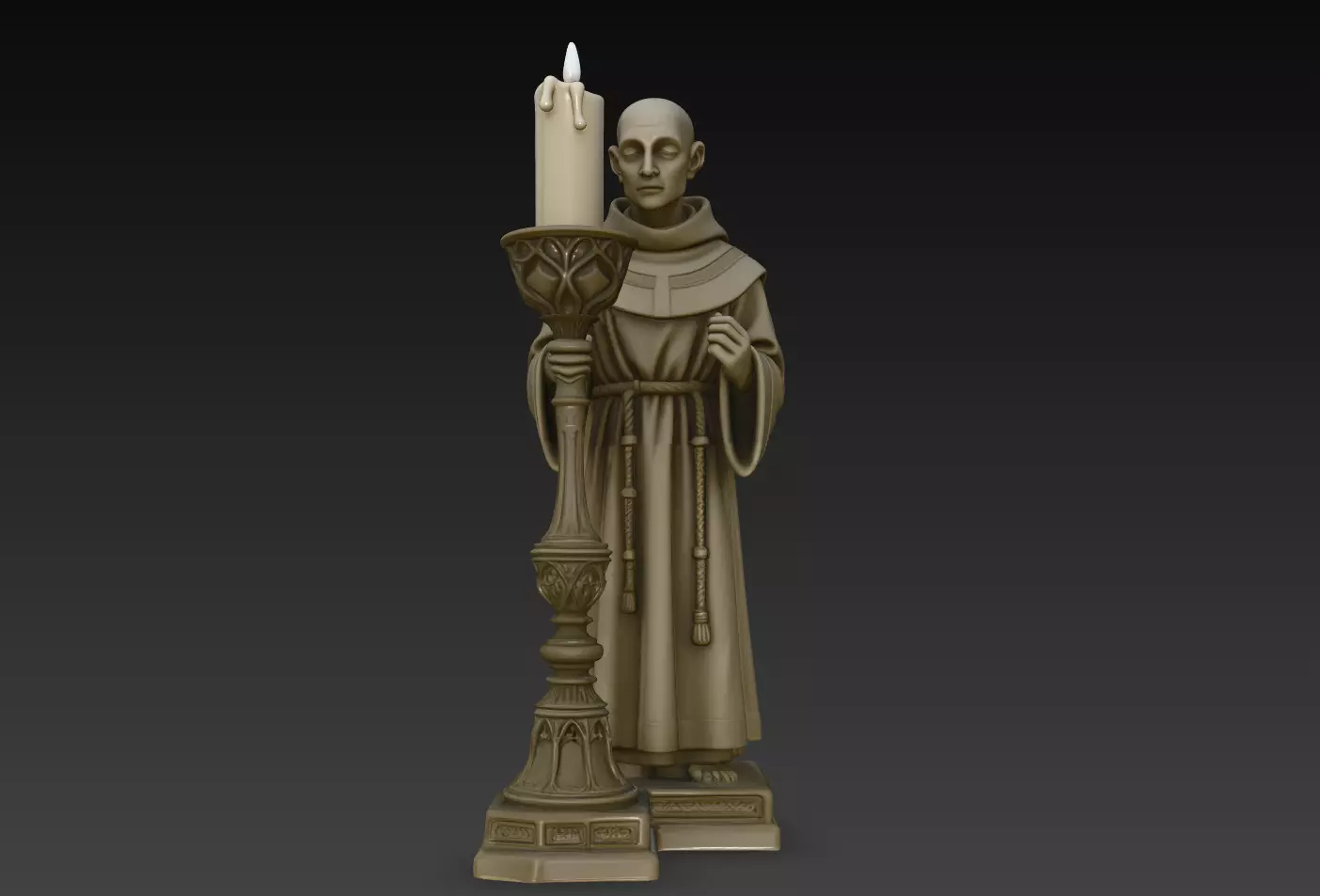 Silent Monk Candle Holder Religious Statue STL Print Model 3D print model